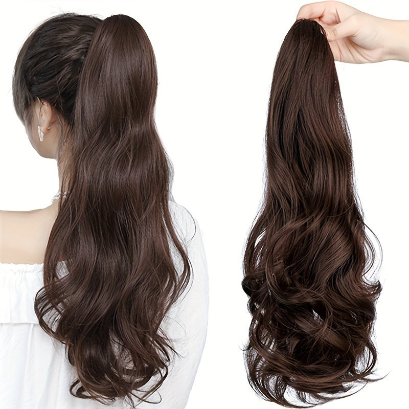 A Stylish Wig Featuring Long, Curly Hair with a Detachable Braid, Perfect for an Elegant Ponytail. This Internet-Famous High Ponytail Wig Showcases Long Hair with Voluminous Waves And A, Fluffy Braid