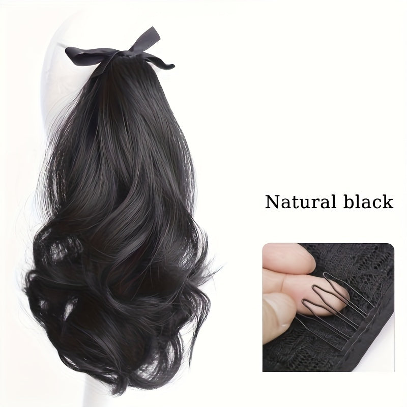 Sophisticated Ponytail for Women Featuring a Secure Strap - 11-Inch Long Curly Wave Hairstyle, Ideal for Daily Wear And Formal Occasions - Easy to Style with Heat Tools - Great for Parties, Weddings, And Photo Sessions - Salon-Quality for Home Use