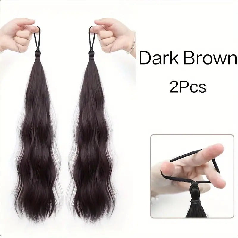 A Set of Two Long Wavy Ponytail Wig Pieces for Women, Complete with Rubber Bands And Elastic Hair Ties, Ideal for Different Hairstyles, Including Wigs And Extended Ponytails, Suitable for All Hair Types