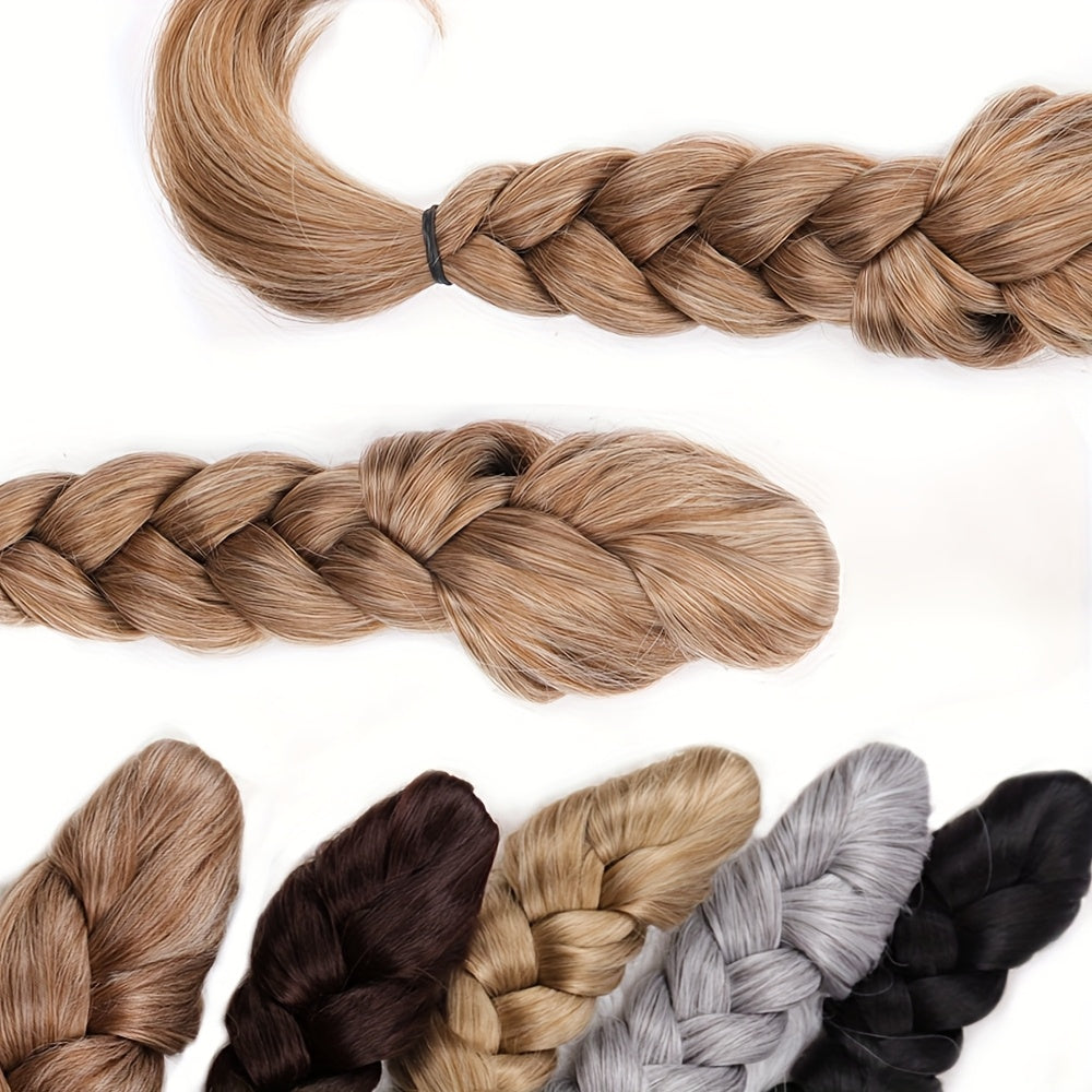 A Ponytail Resembling a Scorpion'S Tail, Featuring Tightly Twisted And Straightened Braids, with Hand-Woven Hair Extensions Added to The Ponytail