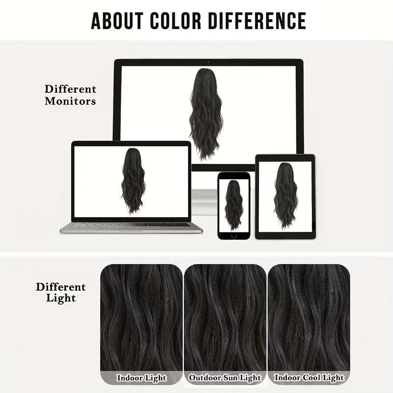 16-Inch Women'S Dark Brown Long Curly Drawstring Ponytail - Synthetic Hair Piece, Easy To Use, Adds Volume, Suitable For Daily Wear, Gatherings & Parties