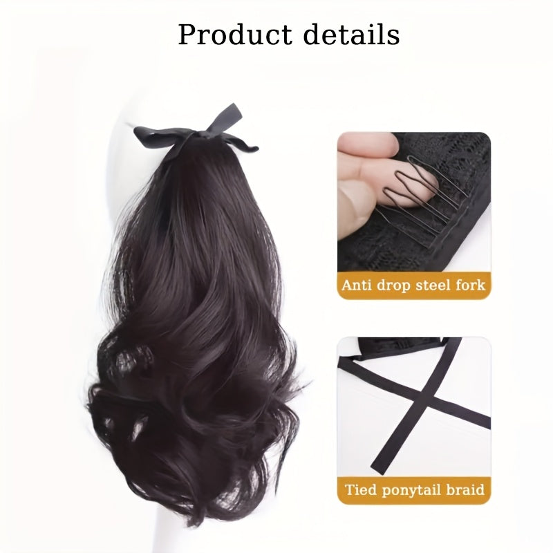 Sophisticated Ponytail for Women Featuring a Secure Strap - 11-Inch Long Curly Wave Hairstyle, Ideal for Daily Wear And Formal Occasions - Easy to Style with Heat Tools - Great for Parties, Weddings, And Photo Sessions - Salon-Quality for Home Use