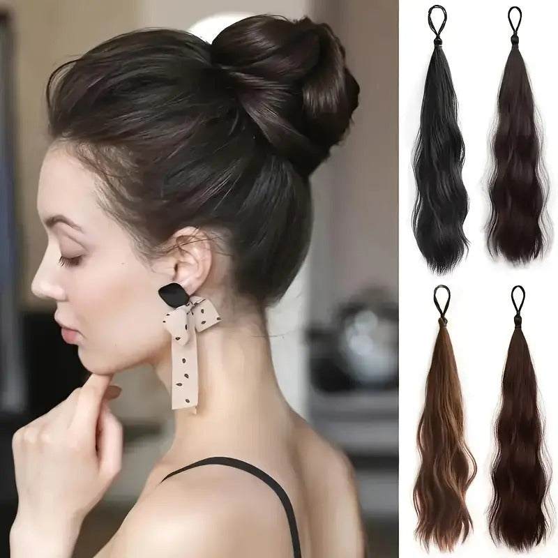 A Set of Two Long Wavy Ponytail Wig Pieces for Women, Complete with Rubber Bands And Elastic Hair Ties, Ideal for Different Hairstyles, Including Wigs And Extended Ponytails, Suitable for All Hair Types