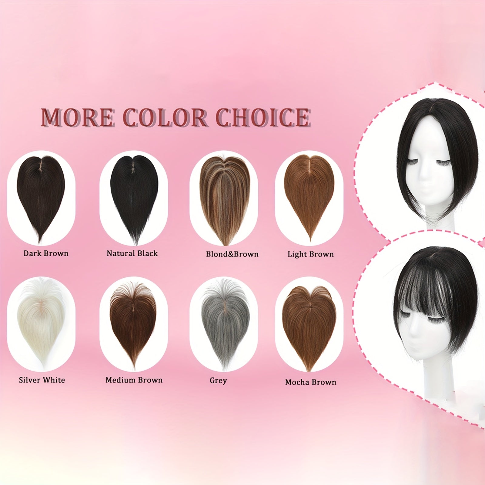 3D Real Human Hair Toppers for Women - 165% Density, Straight Hair Pieces with Bangs, Clip-In Middle Part for Thinning Hair - Natural Look, Versatile Styling, Fuller Head Coverage, Hair Accessories