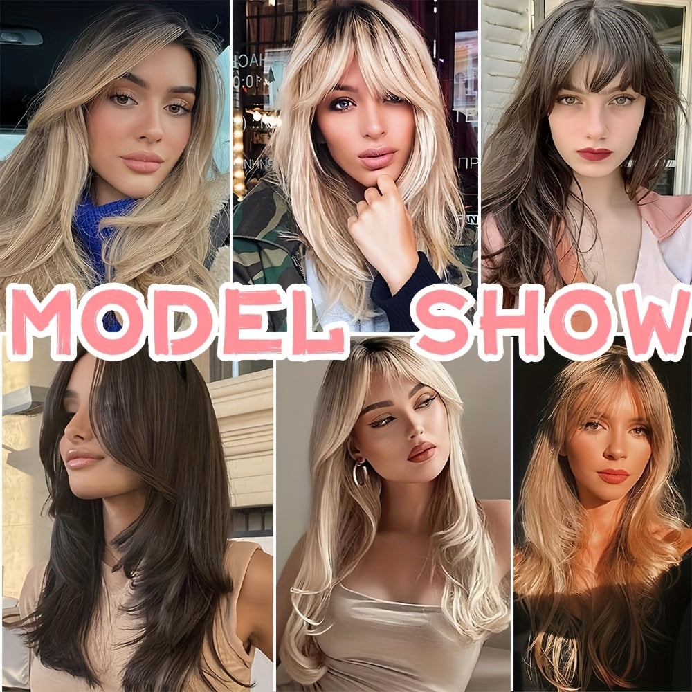 3D Real Human Hair Toppers for Women - 165% Density, Straight Hair Pieces with Bangs, Clip-In Middle Part for Thinning Hair - Natural Look, Versatile Styling, Fuller Head Coverage, Hair Accessories