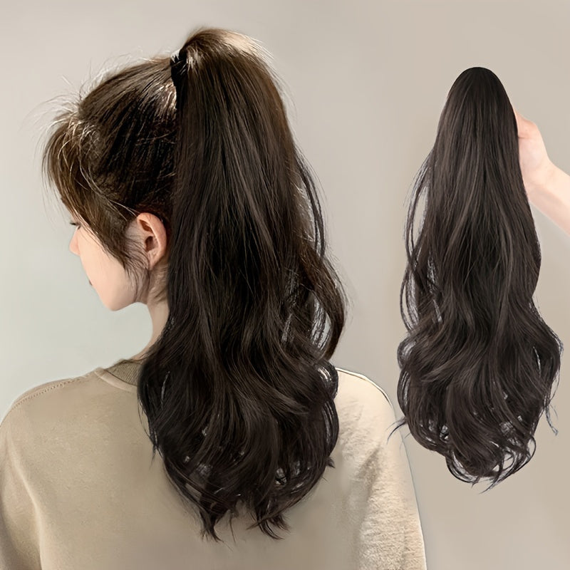 A Stylish Wig Featuring Long, Curly Hair with a Detachable Braid, Perfect for an Elegant Ponytail. This Internet-Famous High Ponytail Wig Showcases Long Hair with Voluminous Waves And A, Fluffy Braid
