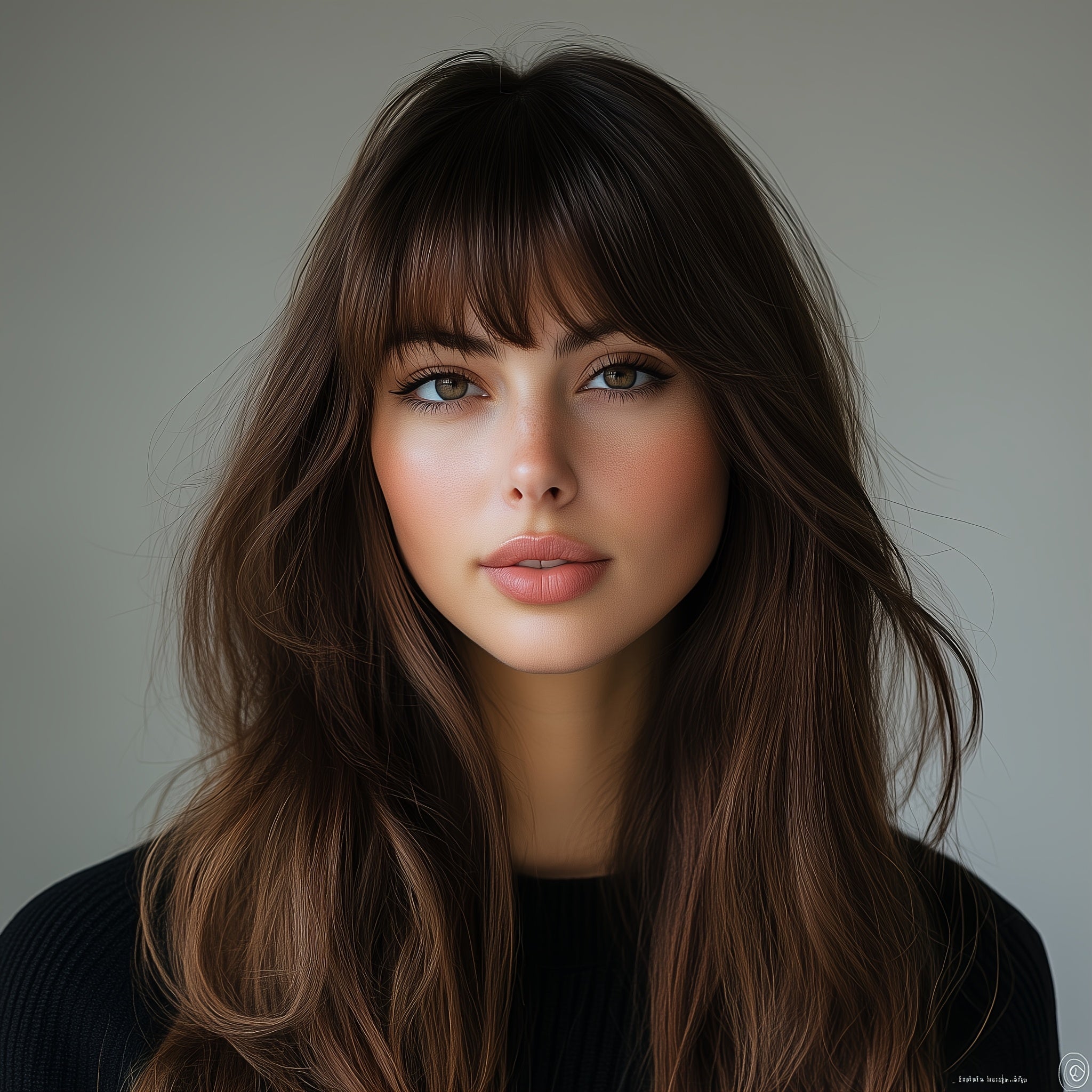 Elegant Brown Curly Wig with Natural Bangs for Women - Heat Resistant, Glueless, Comfort Fit for Daily Wear & Parties, 20 Inches