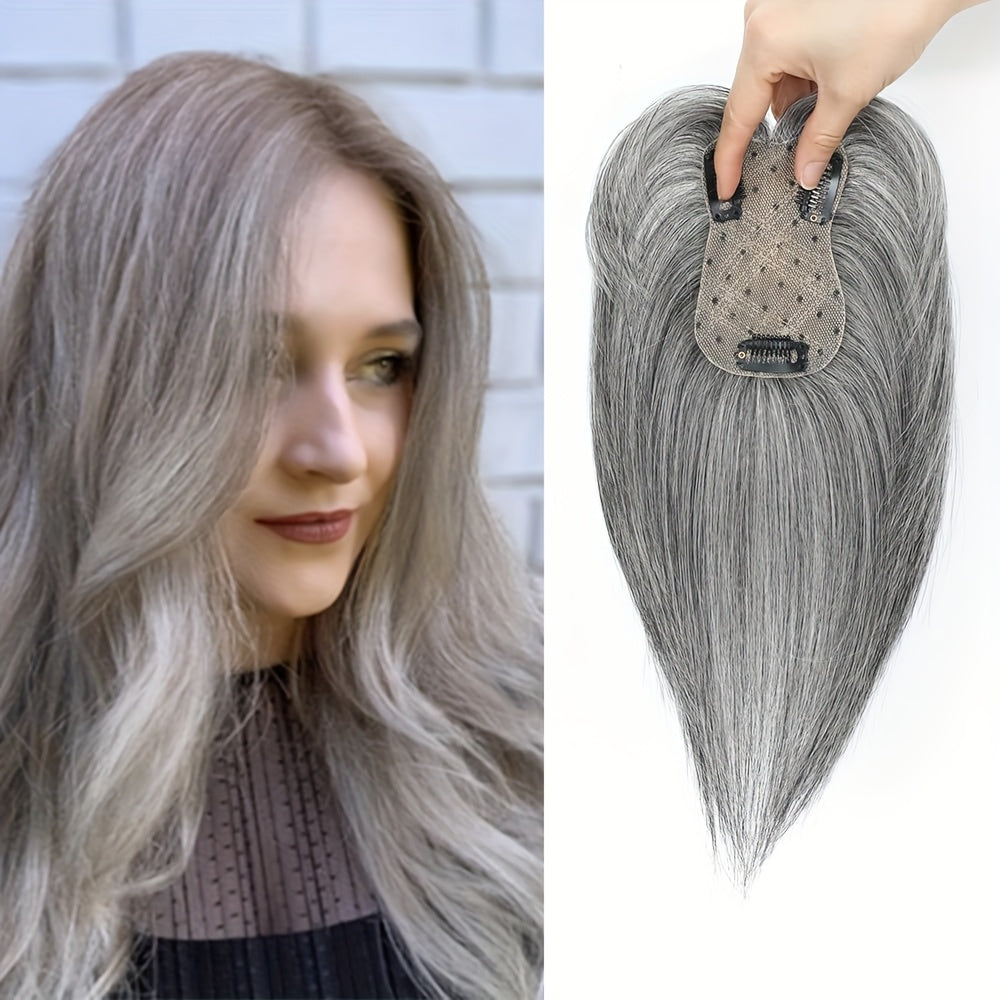 3D Real Human Hair Toppers for Women - 165% Density, Straight Hair Pieces with Bangs, Clip-In Middle Part for Thinning Hair - Natural Look, Versatile Styling, Fuller Head Coverage, Hair Accessories