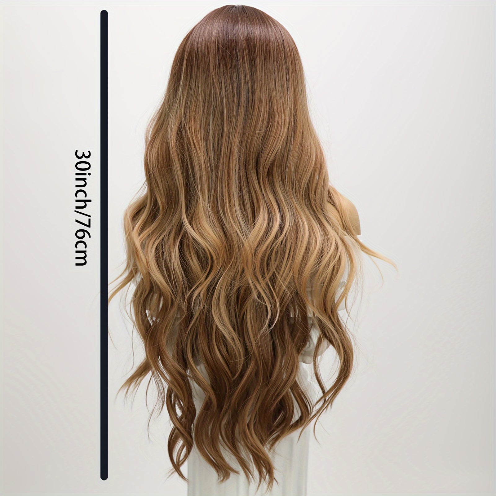 Smilco 30 Inch Women's Synthetic Wig - Long Brown Highlight Gradient Curly Wig, Center Heat-resistant Wig - Ideal Choice for Halloween Parties and Costume Role-playing