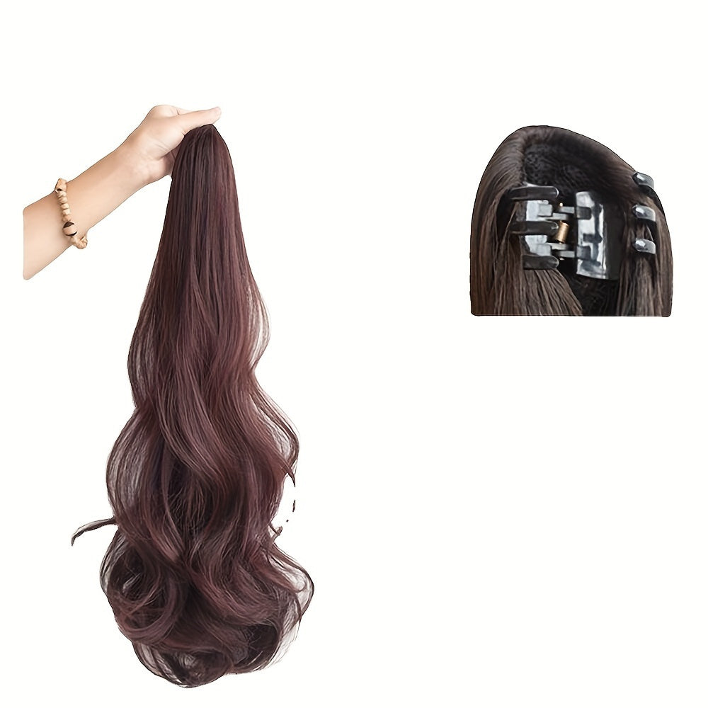 A Stylish Wig Featuring Long, Curly Hair with a Detachable Braid, Perfect for an Elegant Ponytail. This Internet-Famous High Ponytail Wig Showcases Long Hair with Voluminous Waves And A, Fluffy Braid