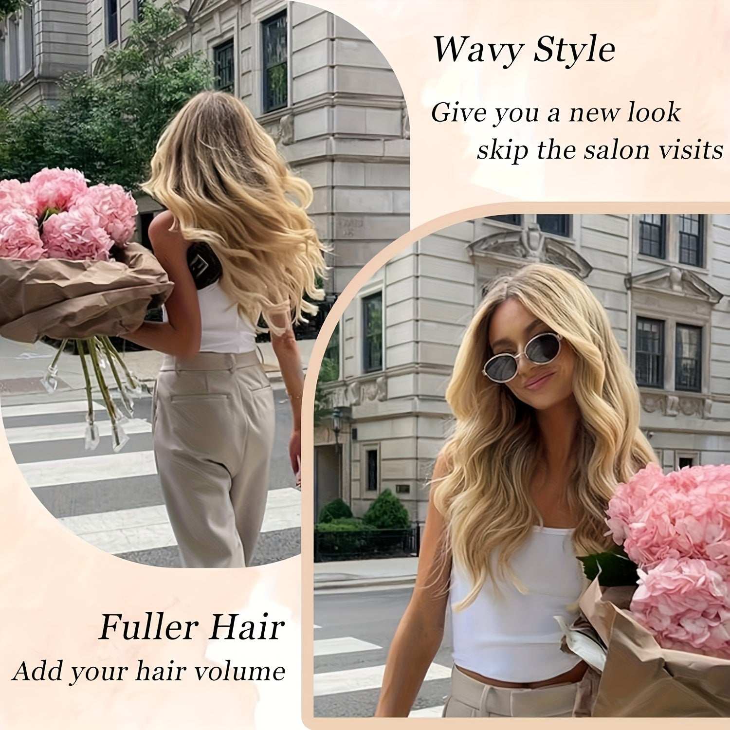 22” Long Curly Wavy Topper Wig with Bangs - Brown to Blonde Ombre Hairpiece Suitable for Women with Thinning Hair or Bald, Natural-Looking Voluminous Waves, Secure Fit Wig for Everyday Use & Hair Loss Solutions, Instant Volume & Scalp Coverage