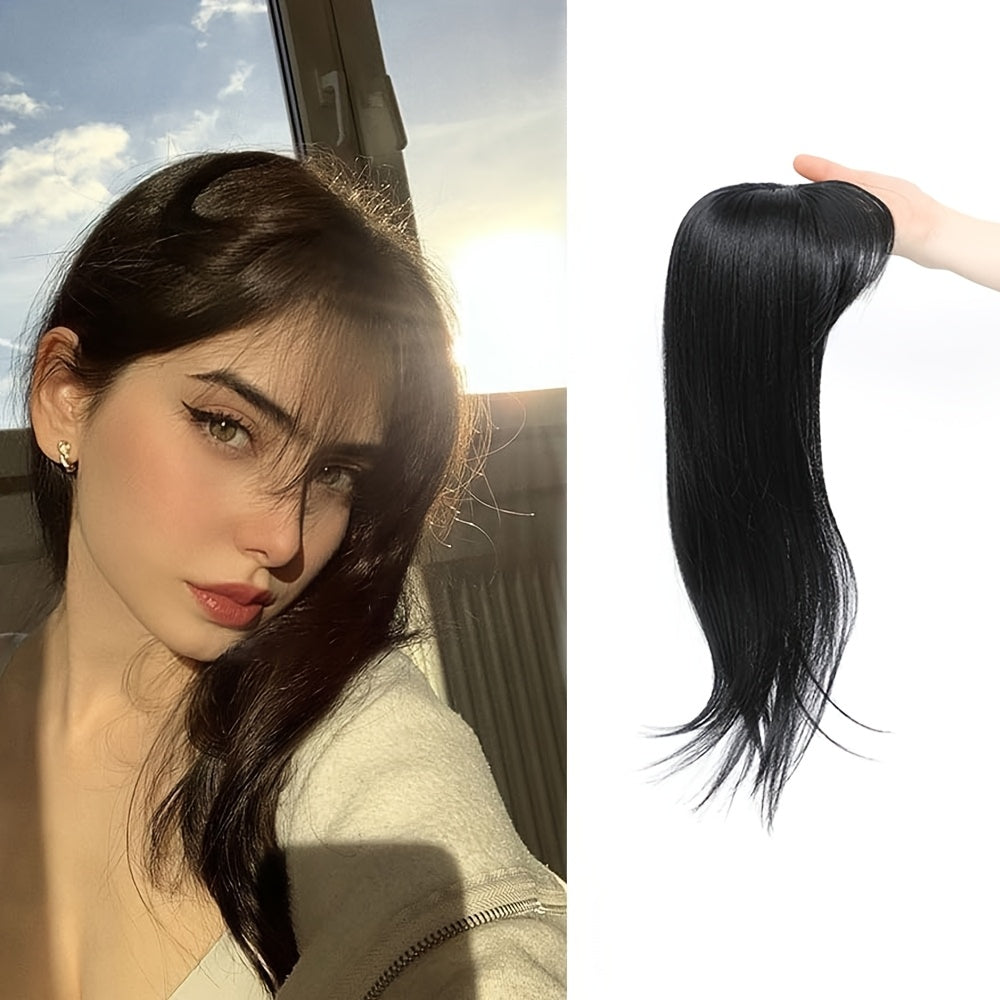 Women'S Hair Toppers for Thinning Hair, 18-Inch Clip-In Pieces with Middle Part Bangs, Straight Synthetic Wig Toppers