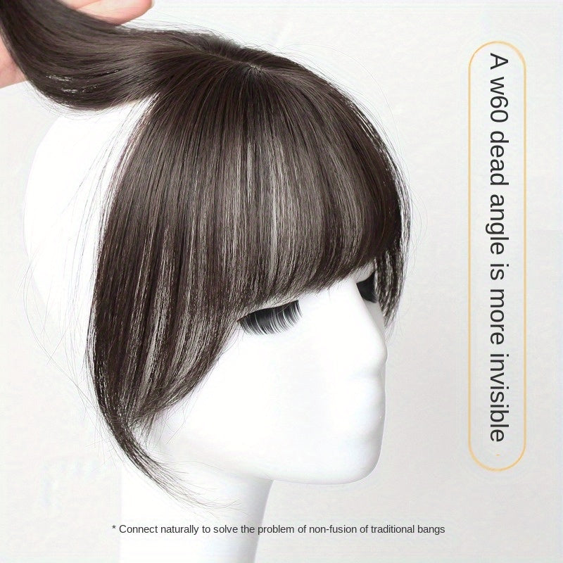 3D French Air Bangs Forehead Synthetic Hair Wig for Women, a Top Hairpiece to Conceal Gray Hair And Bald Spots