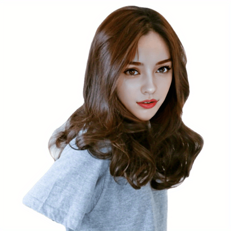 Dark Brown Temperament Fashionable Soft Girl Medium Long Hair Wig Long Curly Hair Cosplay, Dress Up