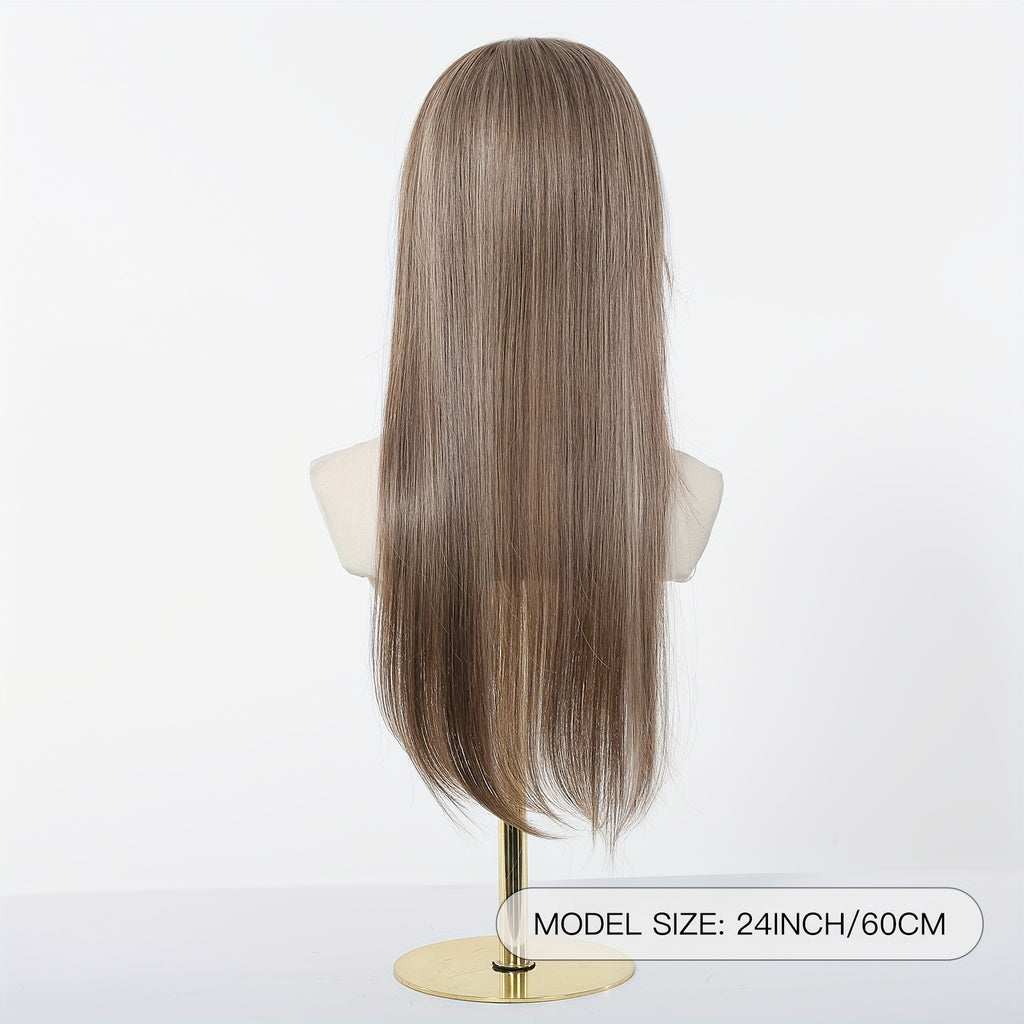 Luxury 6*6Inch Front Lace Hair Topper 100% High Quality Synthetic Lace Hair Topper for Woman Clip-In Hair Extensions Increase Hair Volume 24Inch Long Hair Versatile for Ladies Wear Firmly-with Adjustment Strap