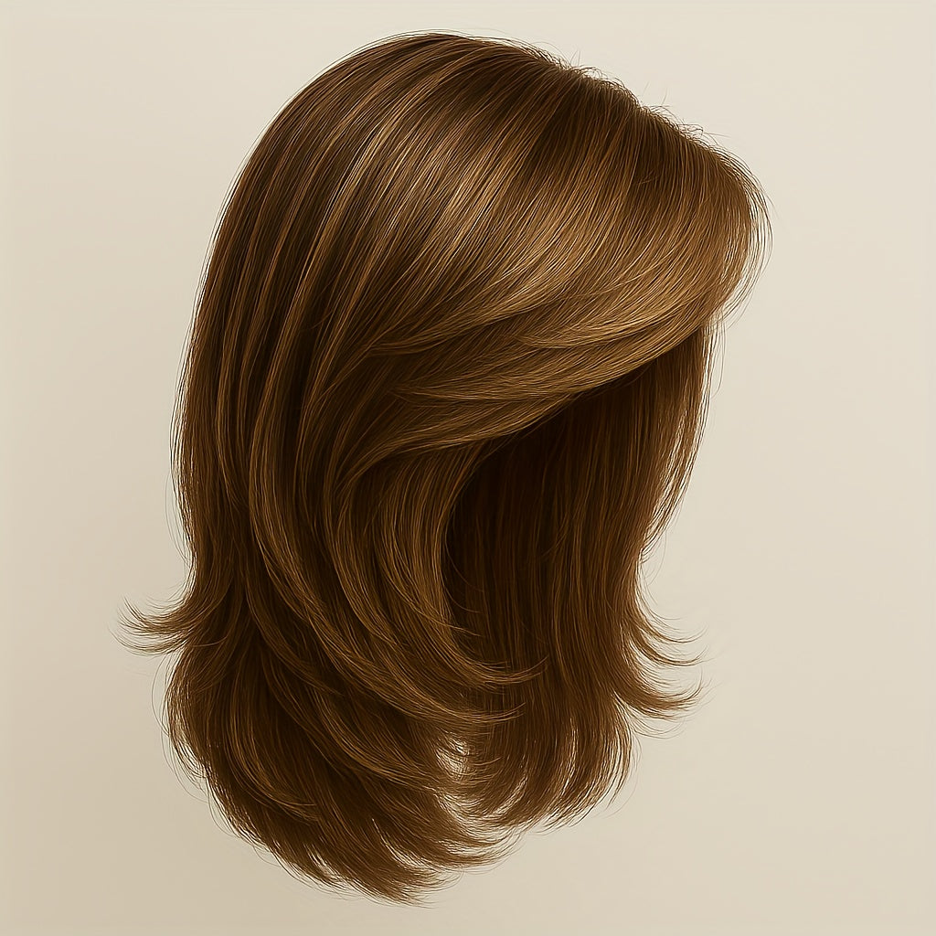 22 Inch Brown Layered Straight Wig with Middle Part Natural Look Synthetic Hair Wig for Women, Soft & Lightweight, Daily Or Party Use