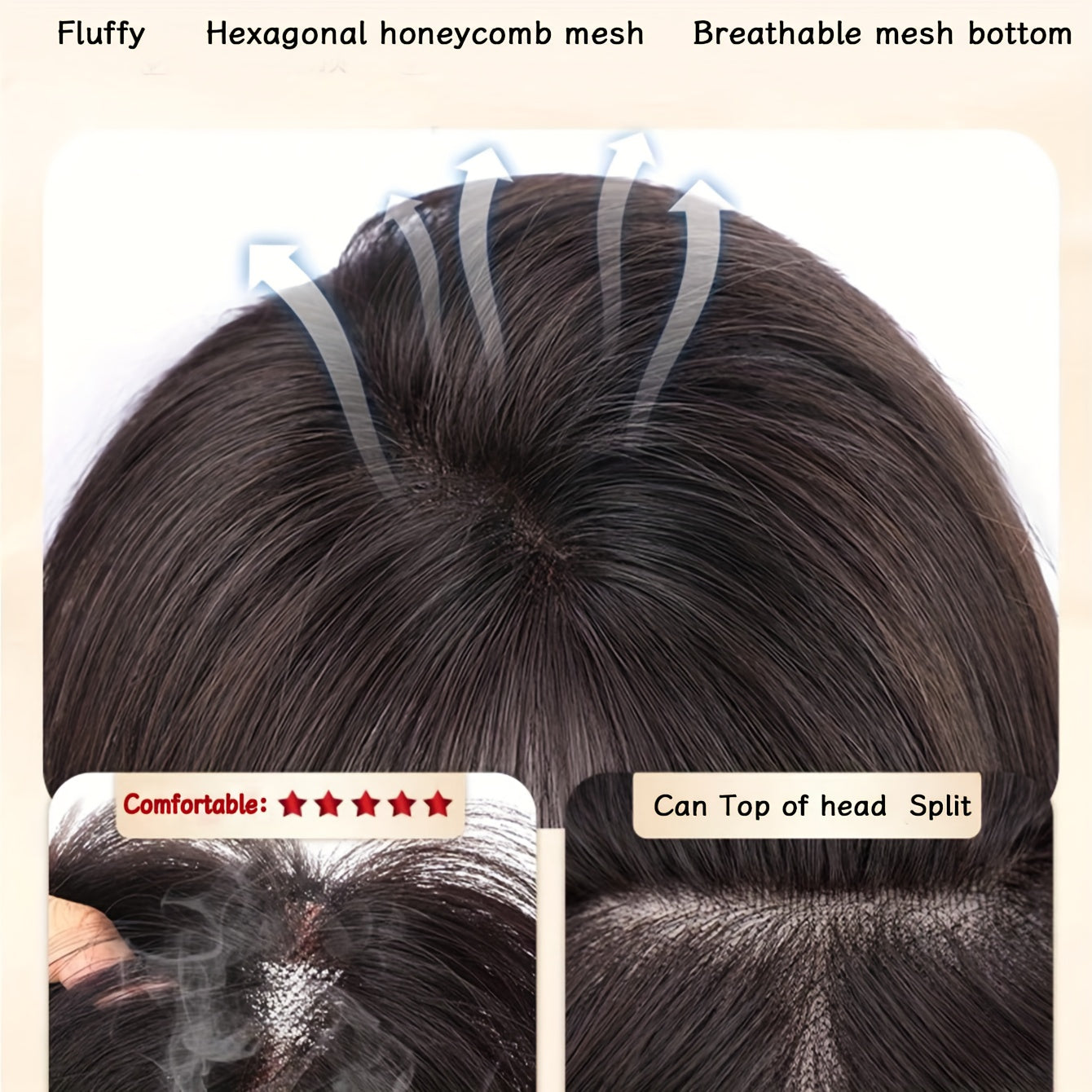 14-inch European And American Fashionable Women Do Not Need to Wear Hairnet Wigs. U-shaped Hand-woven Fluffy And Curly Hair Grows On The Top Of The Head. The Hair Grows Sparsely, with White Hair Covering The Entire Head, Hair Replacement