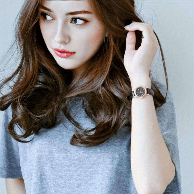 Dark Brown Temperament Fashionable Soft Girl Medium Long Hair Wig Long Curly Hair Cosplay, Dress Up