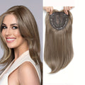 18-Inch Hair Toppers Designed for Women Experiencing Hair Thinning, Featuring a Large 6.5X6.5 Inch Coverage. These Synthetic Hair Toppers Come in Ombre Blonde And Are Perfect for Adding Volume to Thin Hair