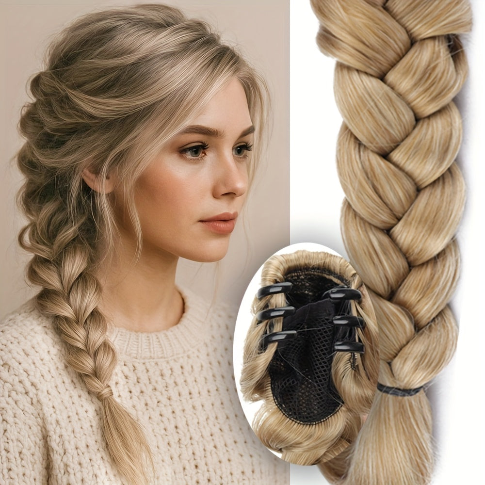 A Ponytail Resembling a Scorpion'S Tail, Featuring Tightly Twisted And Straightened Braids, with Hand-Woven Hair Extensions Added to The Ponytail