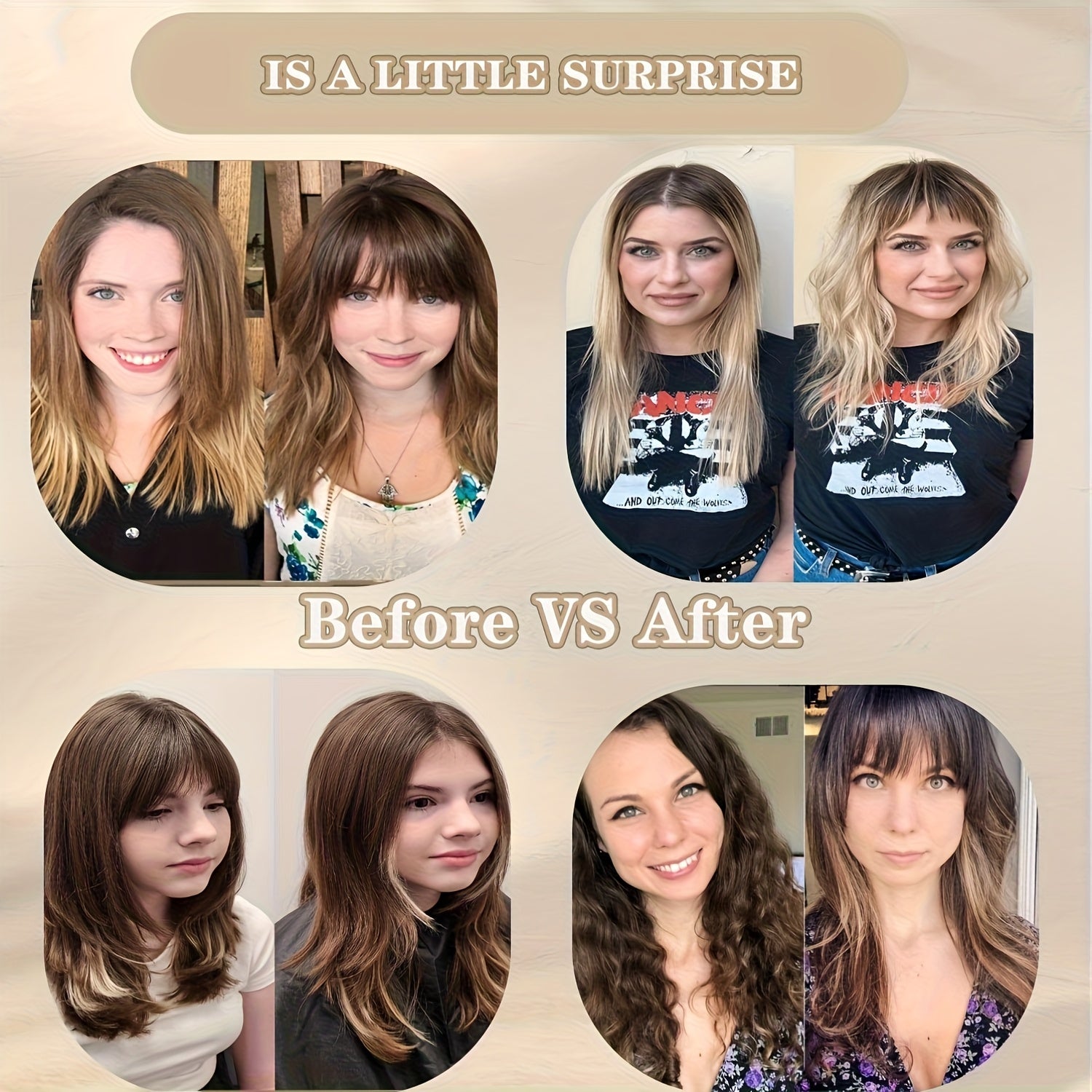 Women'S Hair Toppers for Thinning Hair, 18-Inch Clip-In Pieces with Middle Part Bangs, Straight Synthetic Wig Toppers