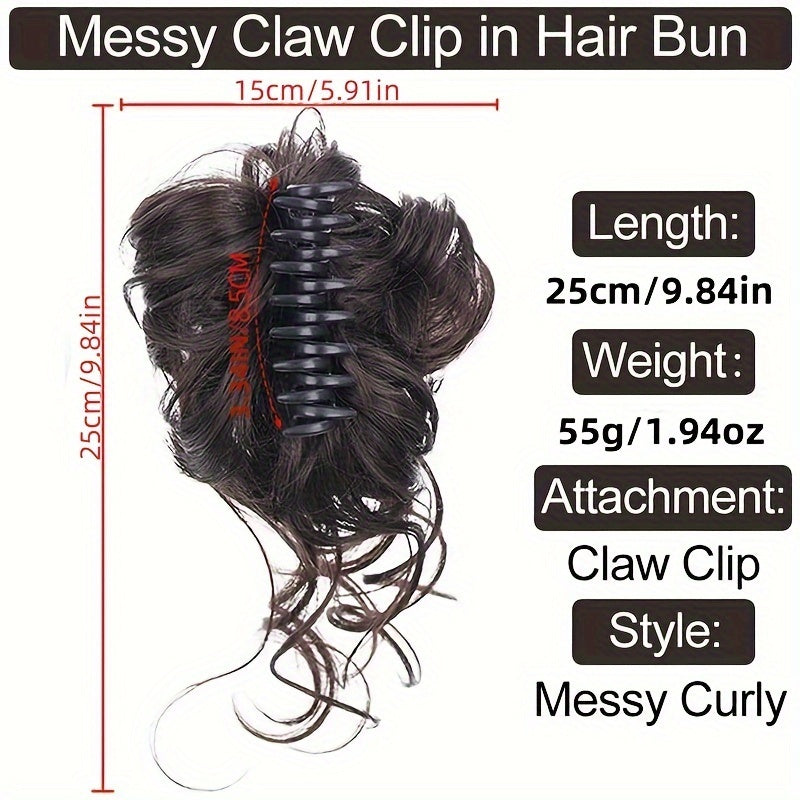 Women's Claw Clip Wig - Messy Wavy Hair, Fluffy Ponytail - High Temperature Fiber - Easy to Wear, Quick Styling - for Daily and Clothing Use, Lazy Style Hair Accessories, Costume Wig