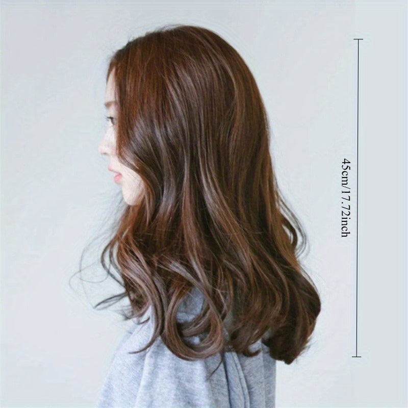 Dark Brown Temperament Fashionable Soft Girl Medium Long Hair Wig Long Curly Hair Cosplay, Dress Up