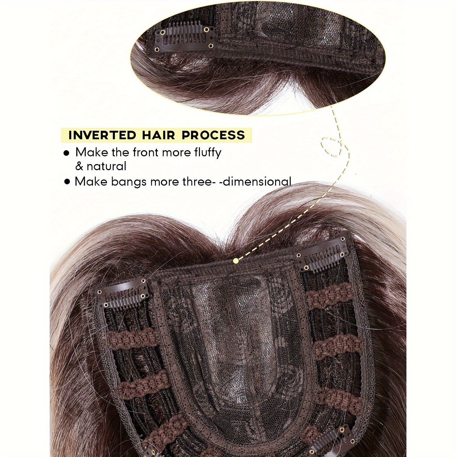 18-Inch Hair Toppers Designed for Women Experiencing Hair Thinning, Featuring a Large 6.5X6.5 Inch Coverage. These Synthetic Hair Toppers Come in Ombre Blonde And Are Perfect for Adding Volume to Thin Hair