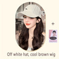 Wig Hat Integrated Full Head Cover Little Fox Baseball Cap Curly Big Wave Fluffy Natural Looking Hair Volume Wig Set
