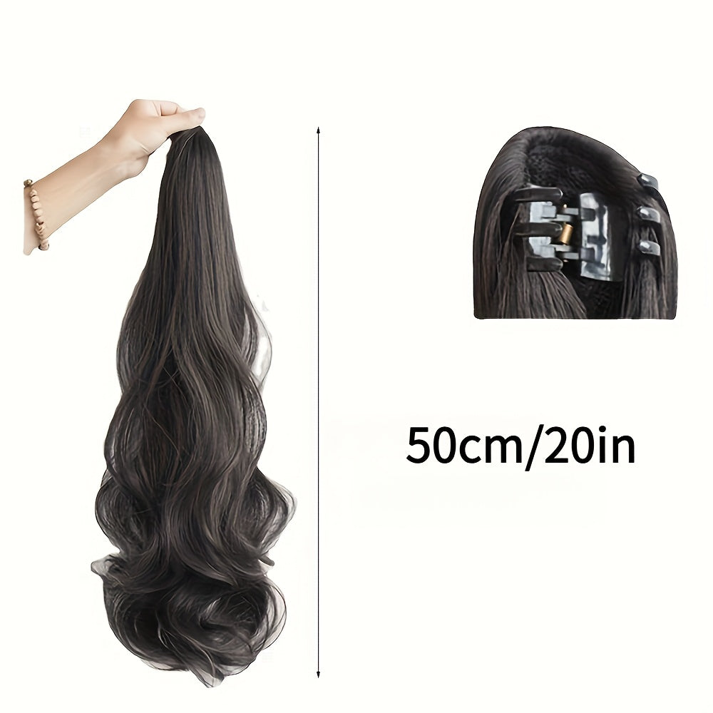 A Stylish Wig Featuring Long, Curly Hair with a Detachable Braid, Perfect for an Elegant Ponytail. This Internet-Famous High Ponytail Wig Showcases Long Hair with Voluminous Waves And A, Fluffy Braid
