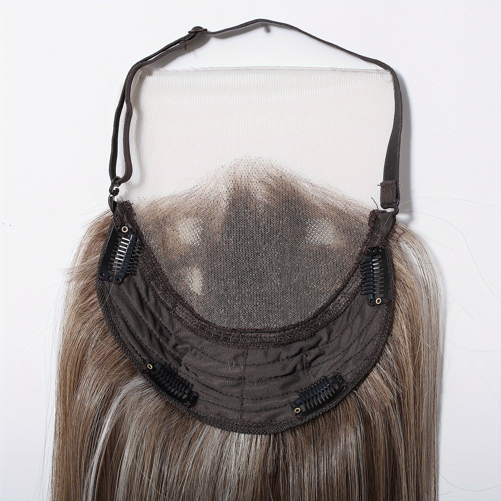 Luxury 6*6Inch Front Lace Hair Topper 100% High Quality Synthetic Lace Hair Topper for Woman Clip-In Hair Extensions Increase Hair Volume 24Inch Long Hair Versatile for Ladies Wear Firmly-with Adjustment Strap