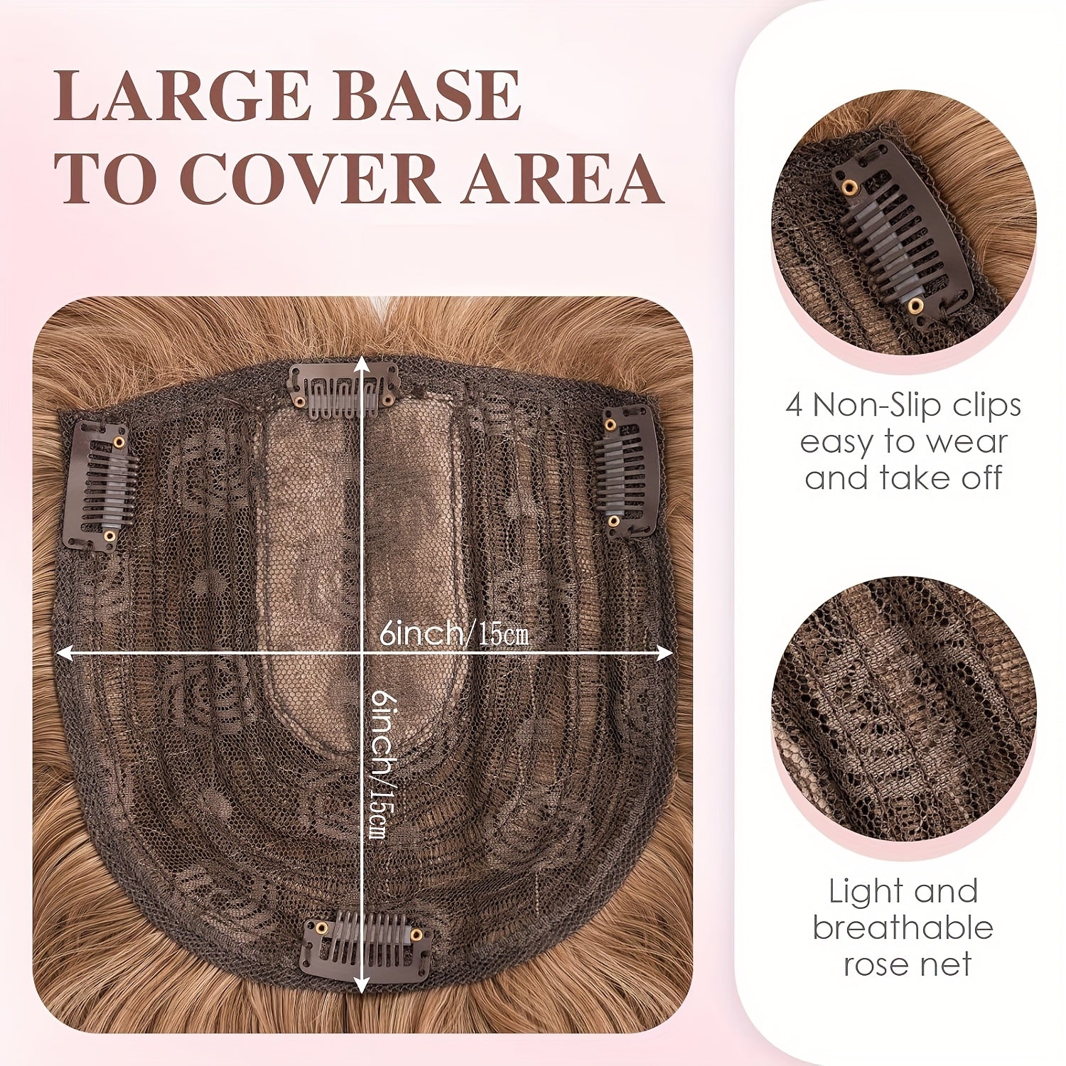 18-Inch Hair Toppers Designed for Women Featuring Fringe Bangs, Long Wavy Curls, And Clips for Easy Attachment, Perfect for Adding Volume to Thin Hair with Synthetic Highlights