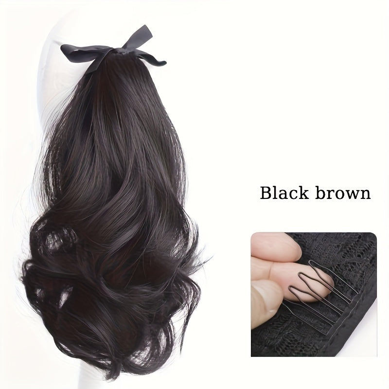Sophisticated Ponytail for Women Featuring a Secure Strap - 11-Inch Long Curly Wave Hairstyle, Ideal for Daily Wear And Formal Occasions - Easy to Style with Heat Tools - Great for Parties, Weddings, And Photo Sessions - Salon-Quality for Home Use