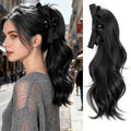 14-Inch Wavy Claw Ponytail with Large Bow, Synthetic Material, Easy to Use, Suitable for Women, Natural Appearance, Daily and Party Wear.