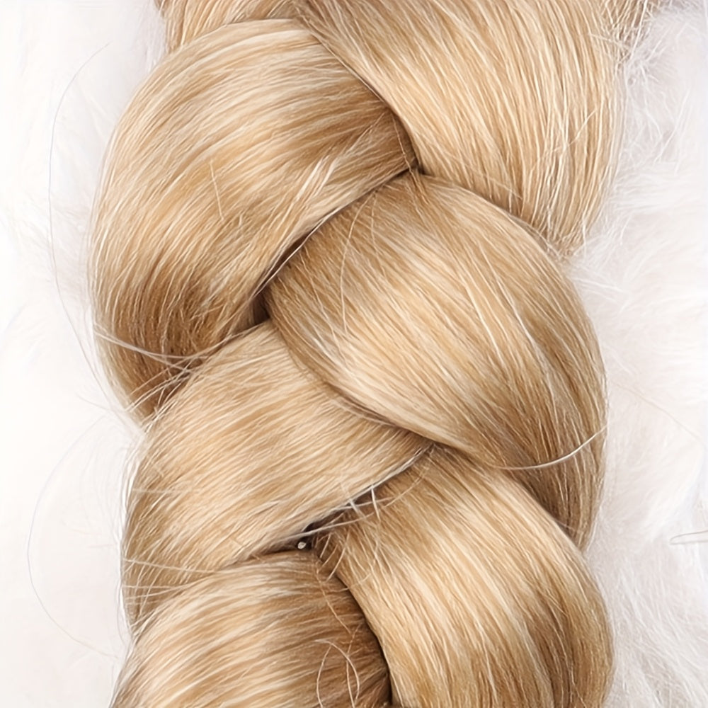 A Ponytail Resembling a Scorpion'S Tail, Featuring Tightly Twisted And Straightened Braids, with Hand-Woven Hair Extensions Added to The Ponytail