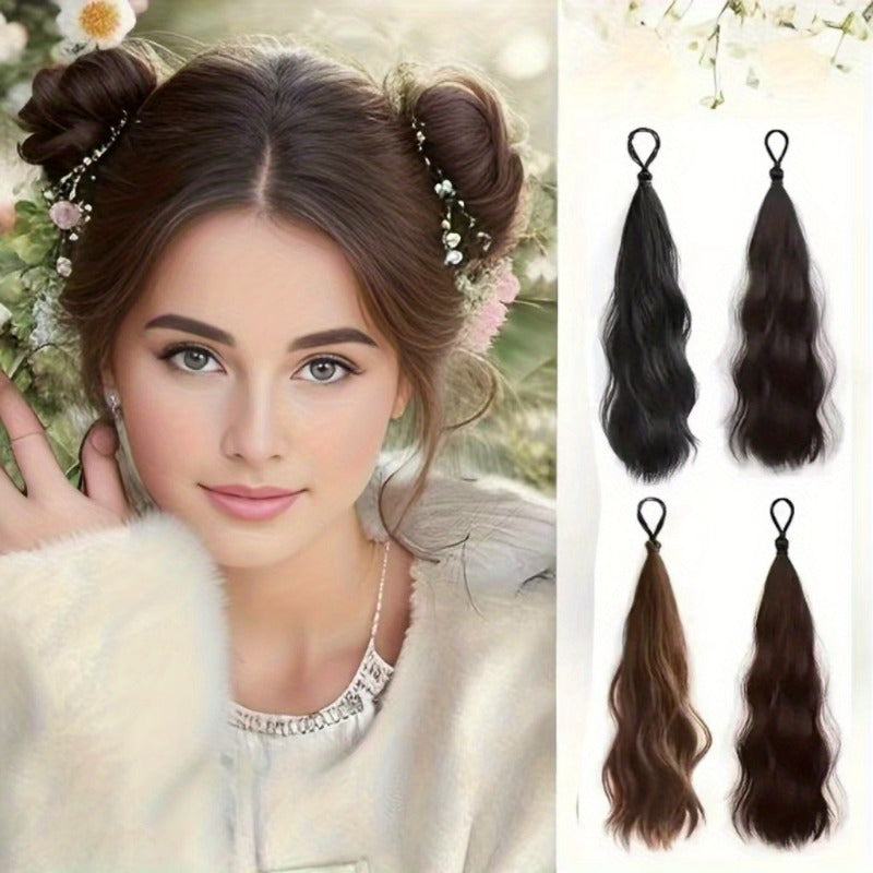 A Set of Two Long Wavy Ponytail Wig Pieces for Women, Complete with Rubber Bands And Elastic Hair Ties, Ideal for Different Hairstyles, Including Wigs And Extended Ponytails, Suitable for All Hair Types