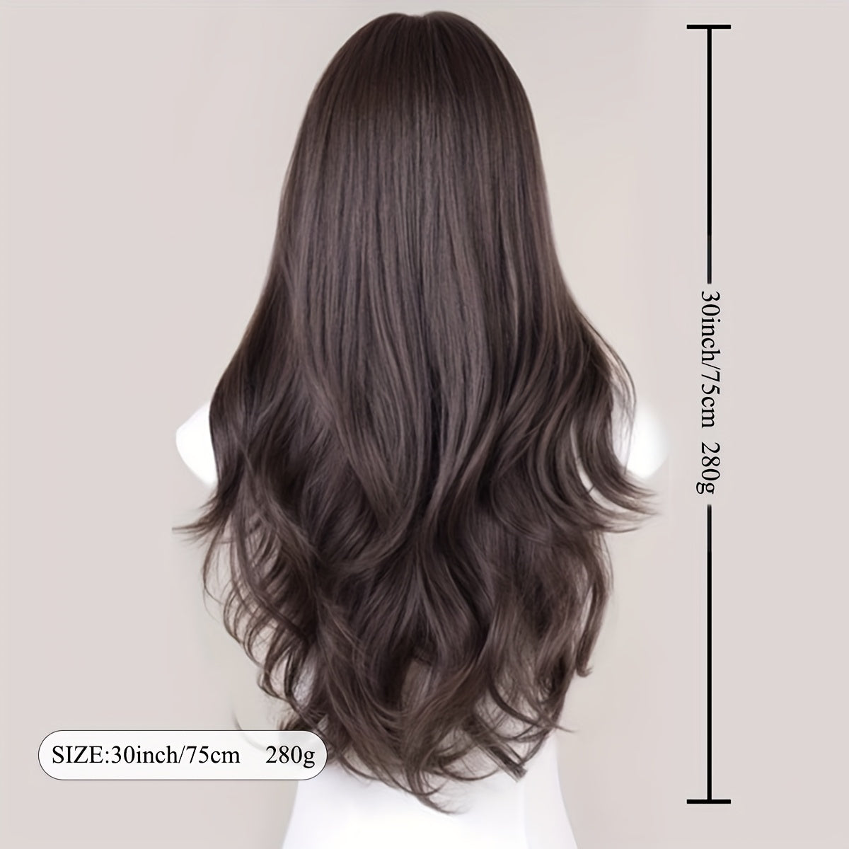 1pc Elegant Curly Wavy Wig for Women, 30 Inch Long Synthetic Hair with Hair, High Density 150% Rose Mesh Cap, Heat Resistant Fiber, Dark Brown, Suitable for Everyday and Party Wear