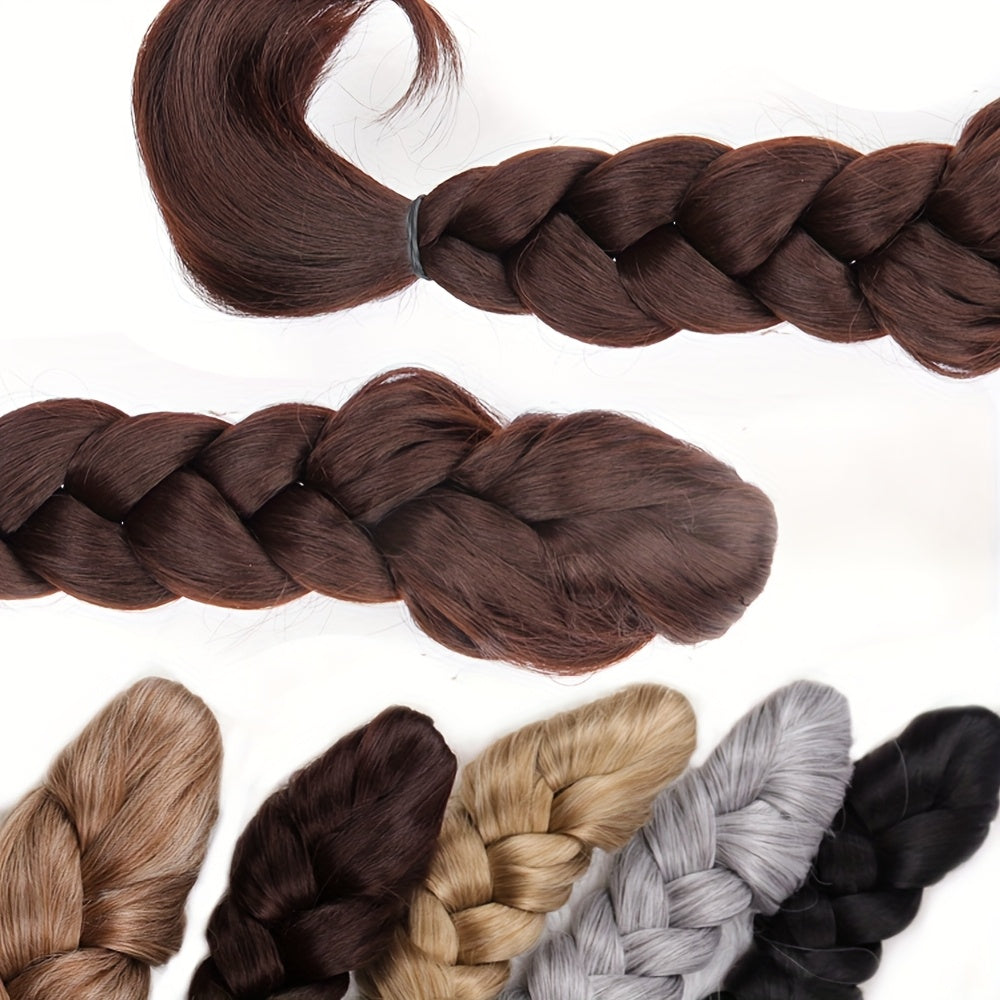 A Ponytail Resembling a Scorpion'S Tail, Featuring Tightly Twisted And Straightened Braids, with Hand-Woven Hair Extensions Added to The Ponytail