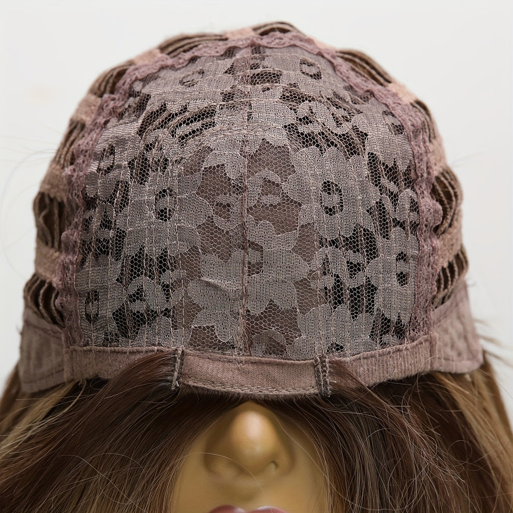 Smilco 30 Inch Women's Synthetic Wig - Long Brown Highlight Gradient Curly Wig, Center Heat-resistant Wig - Ideal Choice for Halloween Parties and Costume Role-playing