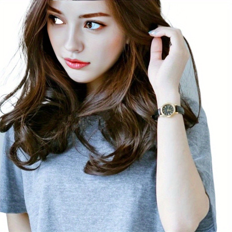 Dark Brown Temperament Fashionable Soft Girl Medium Long Hair Wig Long Curly Hair Cosplay, Dress Up