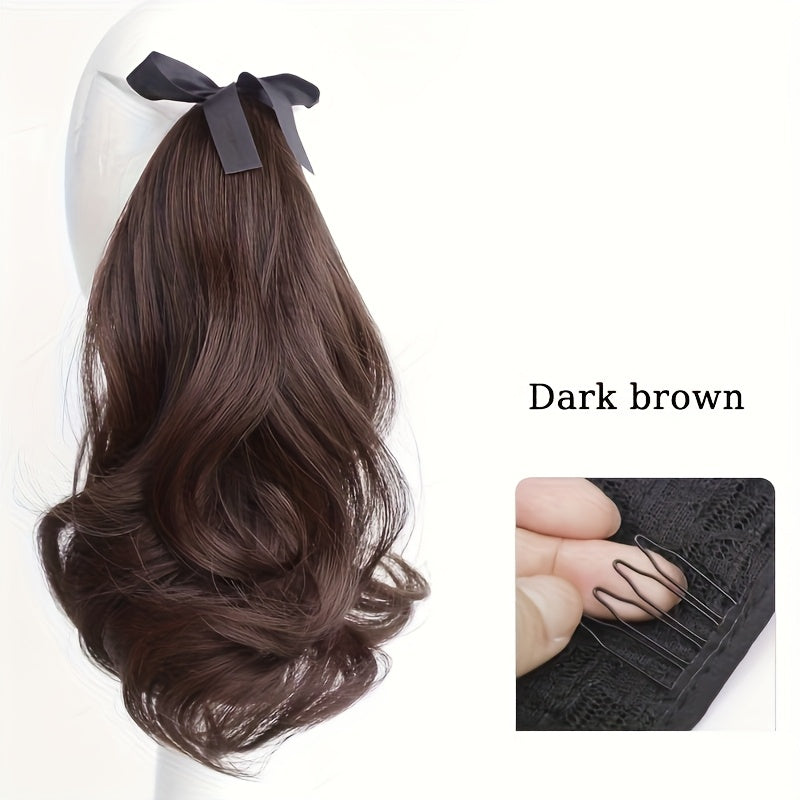 Sophisticated Ponytail for Women Featuring a Secure Strap - 11-Inch Long Curly Wave Hairstyle, Ideal for Daily Wear And Formal Occasions - Easy to Style with Heat Tools - Great for Parties, Weddings, And Photo Sessions - Salon-Quality for Home Use