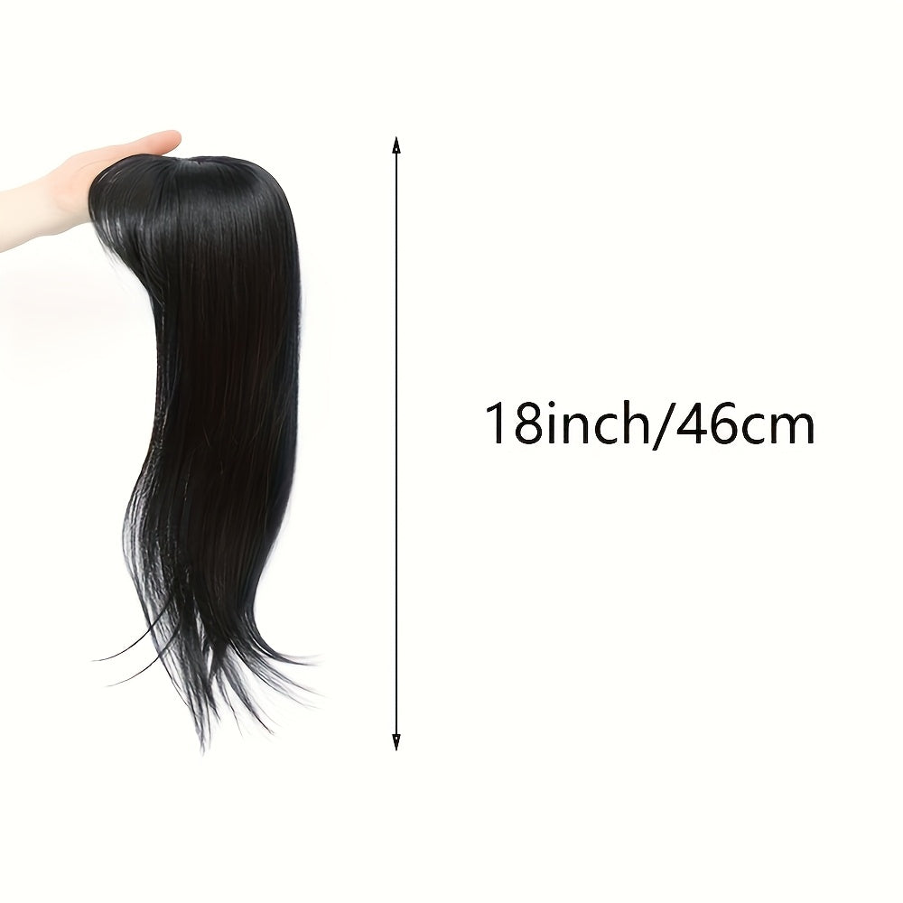 Women'S Hair Toppers for Thinning Hair, 18-Inch Clip-In Pieces with Middle Part Bangs, Straight Synthetic Wig Toppers