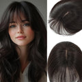 3D Real Human Hair Toppers for Women - 165% Density, Straight Hair Pieces with Bangs, Clip-In Middle Part for Thinning Hair - Natural Look, Versatile Styling, Fuller Head Coverage, Hair Accessories
